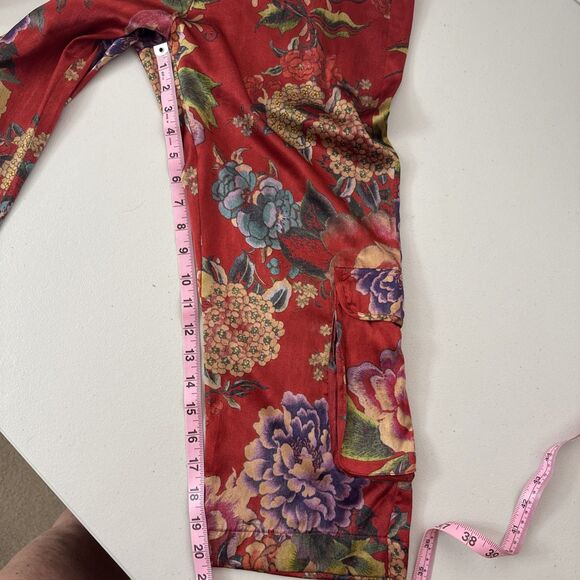 Biya Johnny Was Silk Floral Crop Pants Women's Size XS Pull On Pockets - Picture 14 of 16